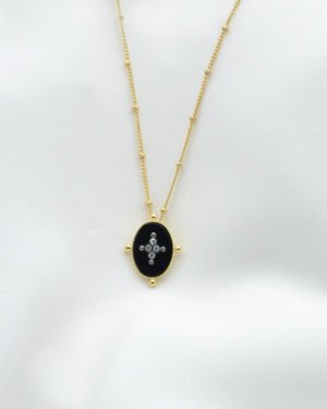 collier kate onyx brillant plaque or pepite bijoux