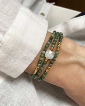 bracelet 3 tours, bracelet en perles, bracelet jaspe africain, bracelet perles fines, bracelet petites perles, jaspe africain, leticia, pierre de lune, Jade, blood jade