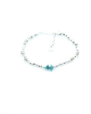 bracelet,perle argent,chips,turquoise,pepite bijoux