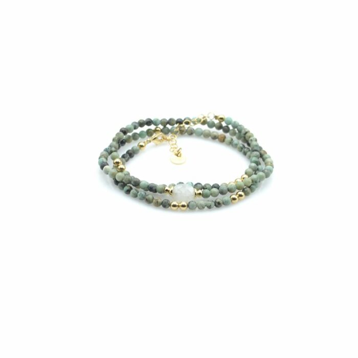 Bracelet triple tours en perles fines de jaspe africain