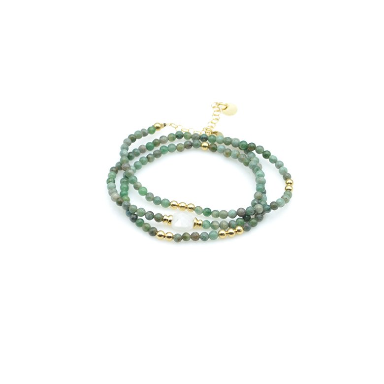 bracelet triple tours jaspe et pdl