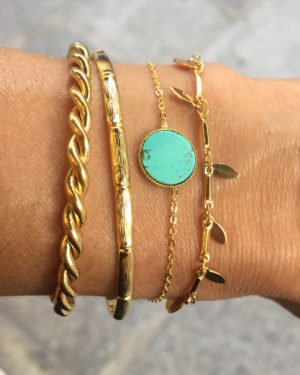 Bracelet chaine, bracelet en pierre, bracelet pendentif, bracelet pierre turquoise, bracelet turquoise, emma, turquoise