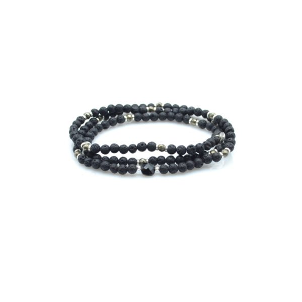Bracelet triple tours, bracelet multi tours, bracelet multi tours en argent, bracelet en argent 925, bracelet multi tours en perles de lave, bracelet pierres de lave, bracelet perles de lave, bracelet homme