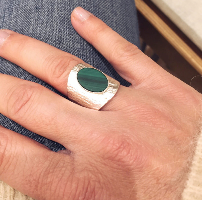 bague lea malachite pépite bijoux argent photo portée argent