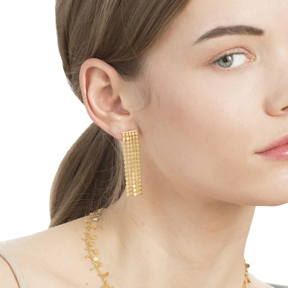 Boucles d’oreilles boules plates pendantes – Image 2
