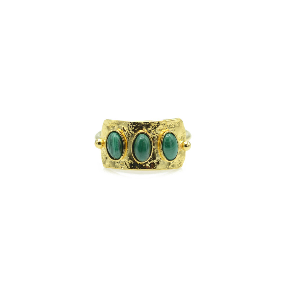 bague 3 cab ovale malachite jill