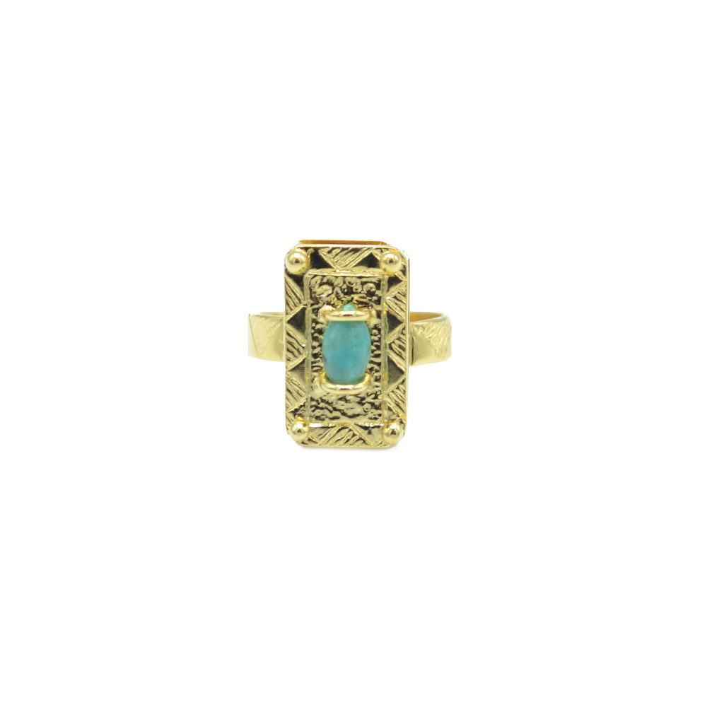 bague elfe plaqué or jaspe afraicain