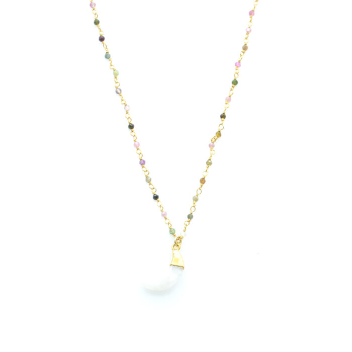 Collier lune et chaîne perlée