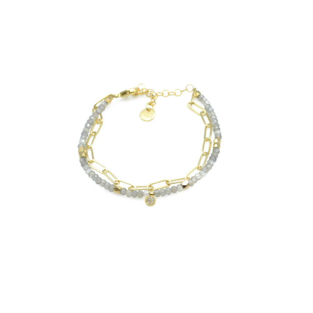Bracelet en perles et éclats de diamant