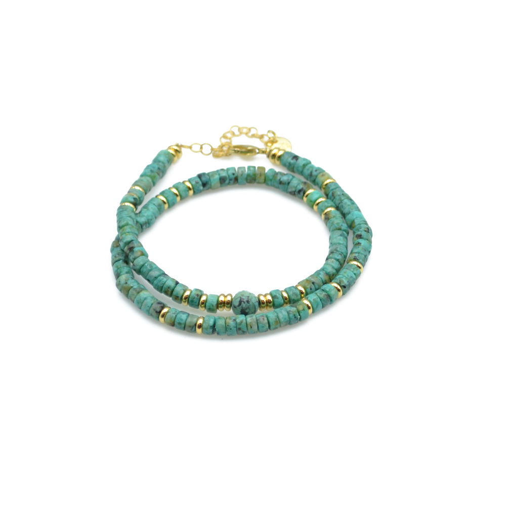 Amazonite, bracelet double tour, bracelet petites perles, dila, jaspe africain