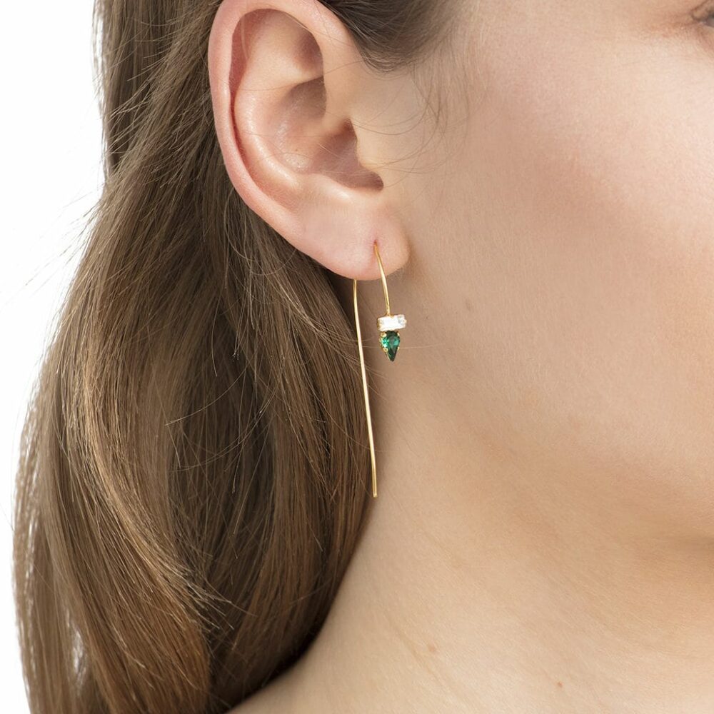 Boucles d'oreilles longues ornées de cristaux – Image 2
