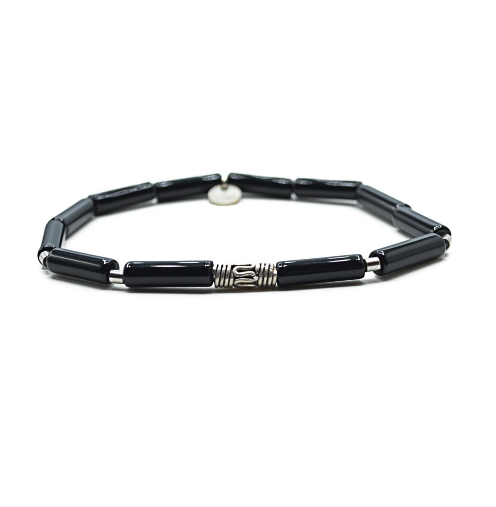 homme bracelet elsatique pepite bijoux homme agate noireok