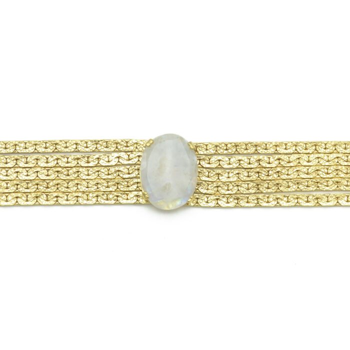 Bracelet manchette orné d’une pierre ovale – Pierre de Lune