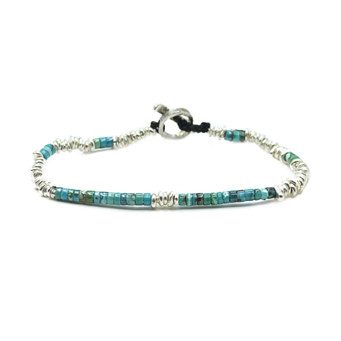 Bracelet perles turquoise et argent