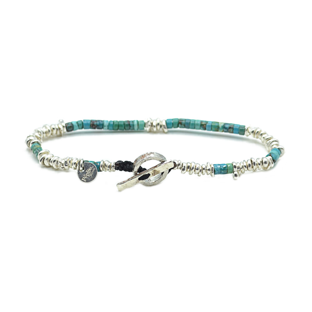Bracelet perles turquoise et argent – Image 2