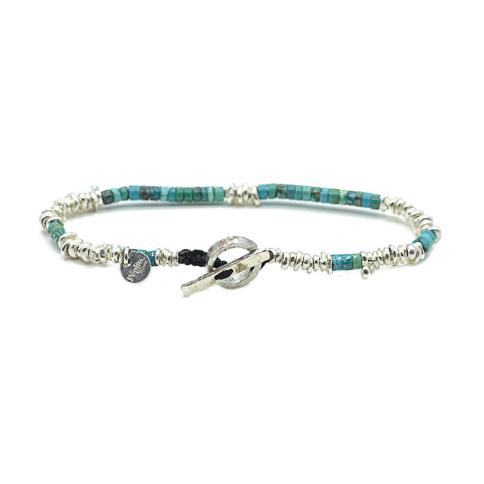 Bracelet perles turquoise et argent