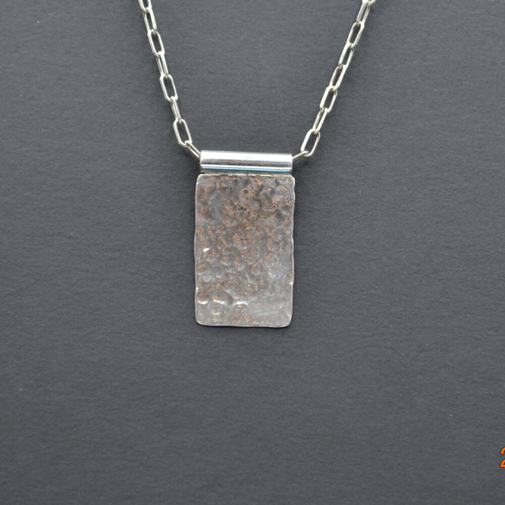 Collier plaque argent martelé – Image 2