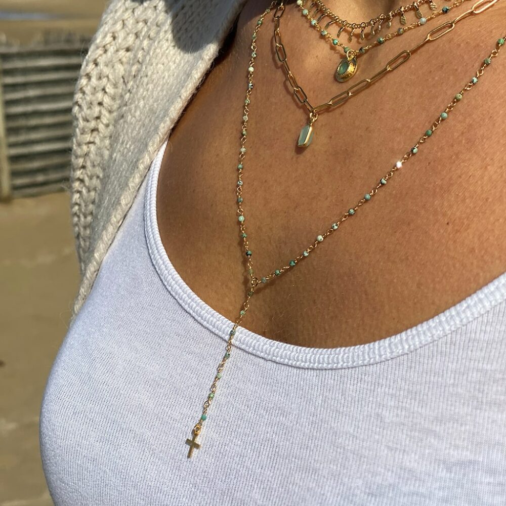 Collier bohème ras de cou à pampilles – Image 2