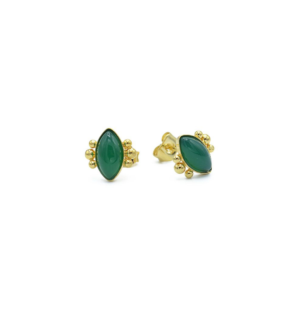 PUCE MARQUISE 6 BOULES AGATE VERTE
