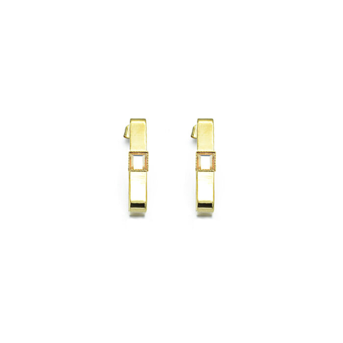 Boucles d’oreilles rectangulaires ornées de cristaux