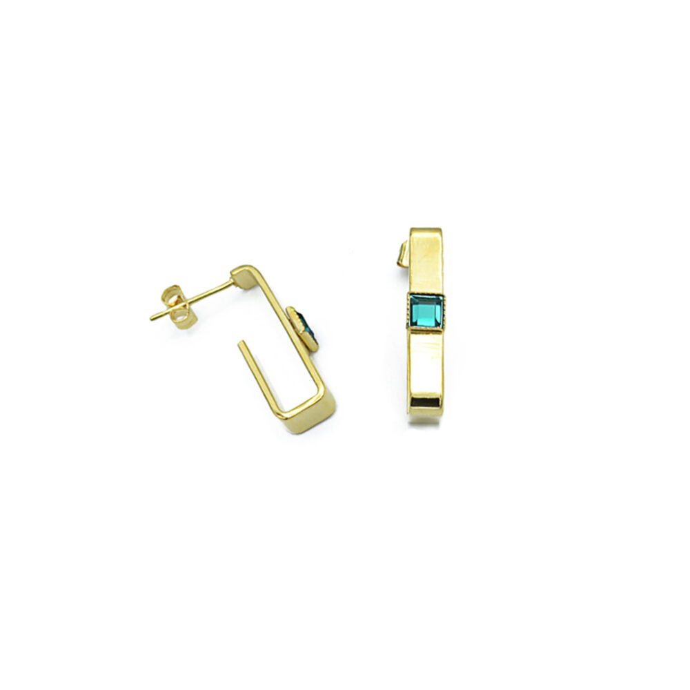 Boucles d'oreilles rectangulaires ornées de cristaux