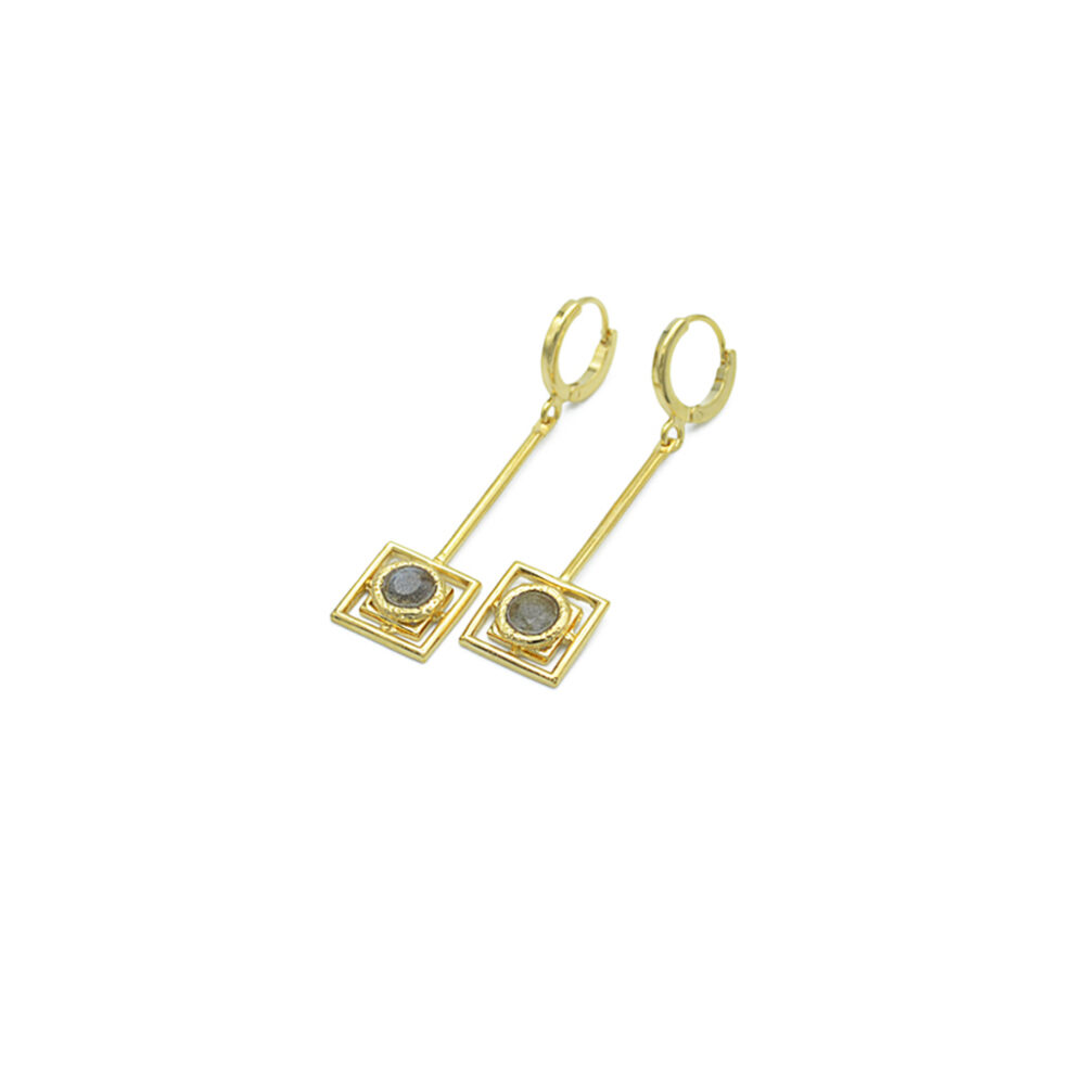 Boucles d'oreilles géométriques pierre ronde