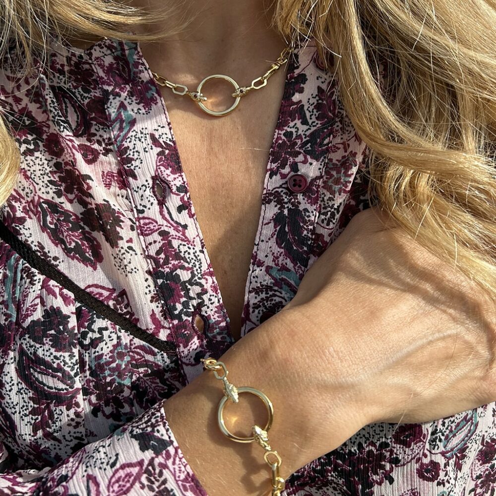 Collier serpent avec anneau orné de pierres fines – Image 3