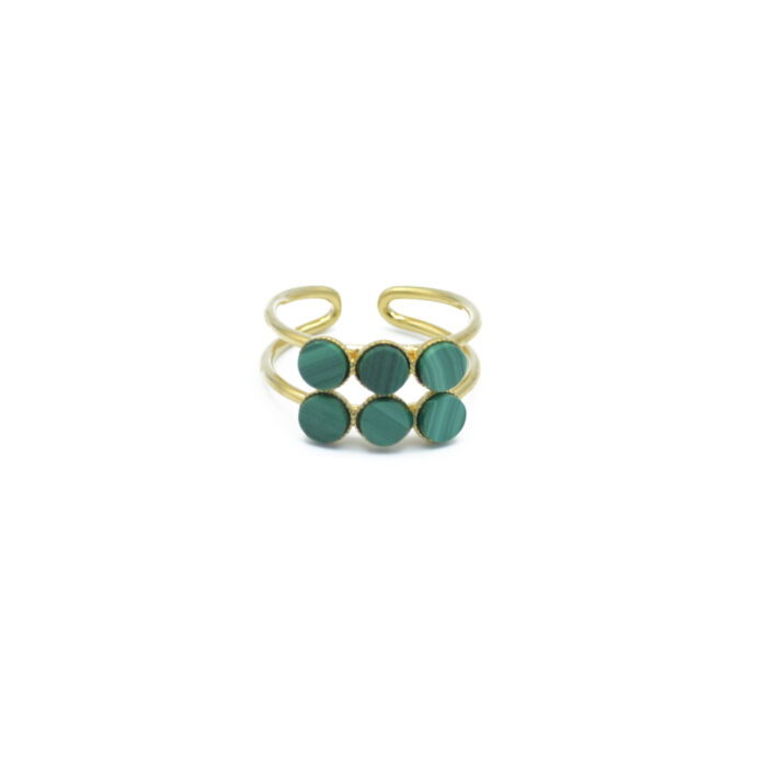 Bague 6 pastilles – Malachite