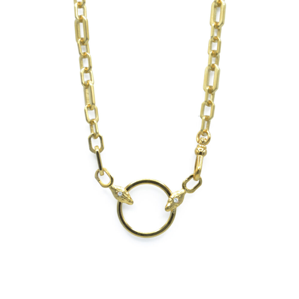 Collier serpent avec anneau orné de pierres fines