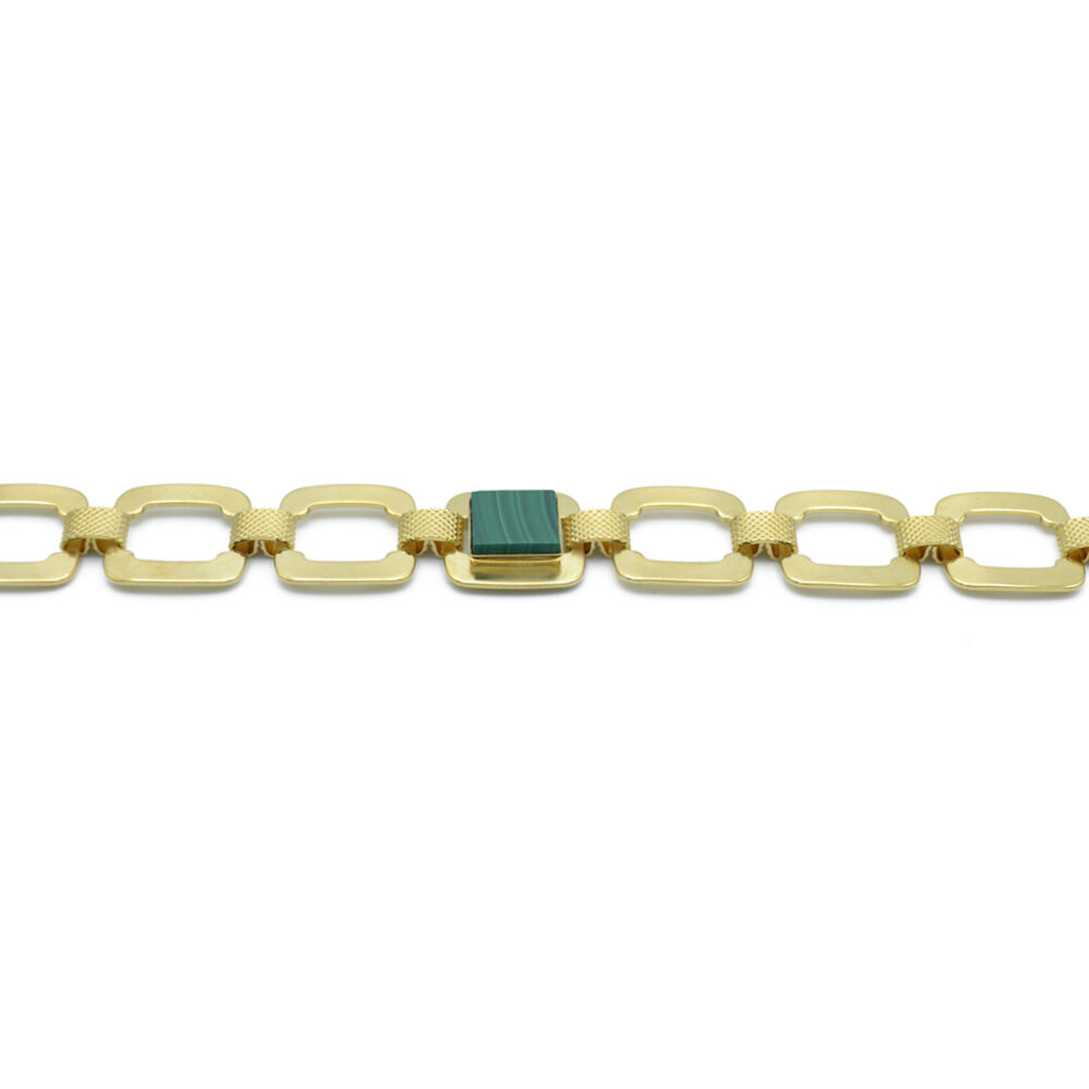 Bracelet chaîne maille carrée XL ornée d'une pierre – Image 3