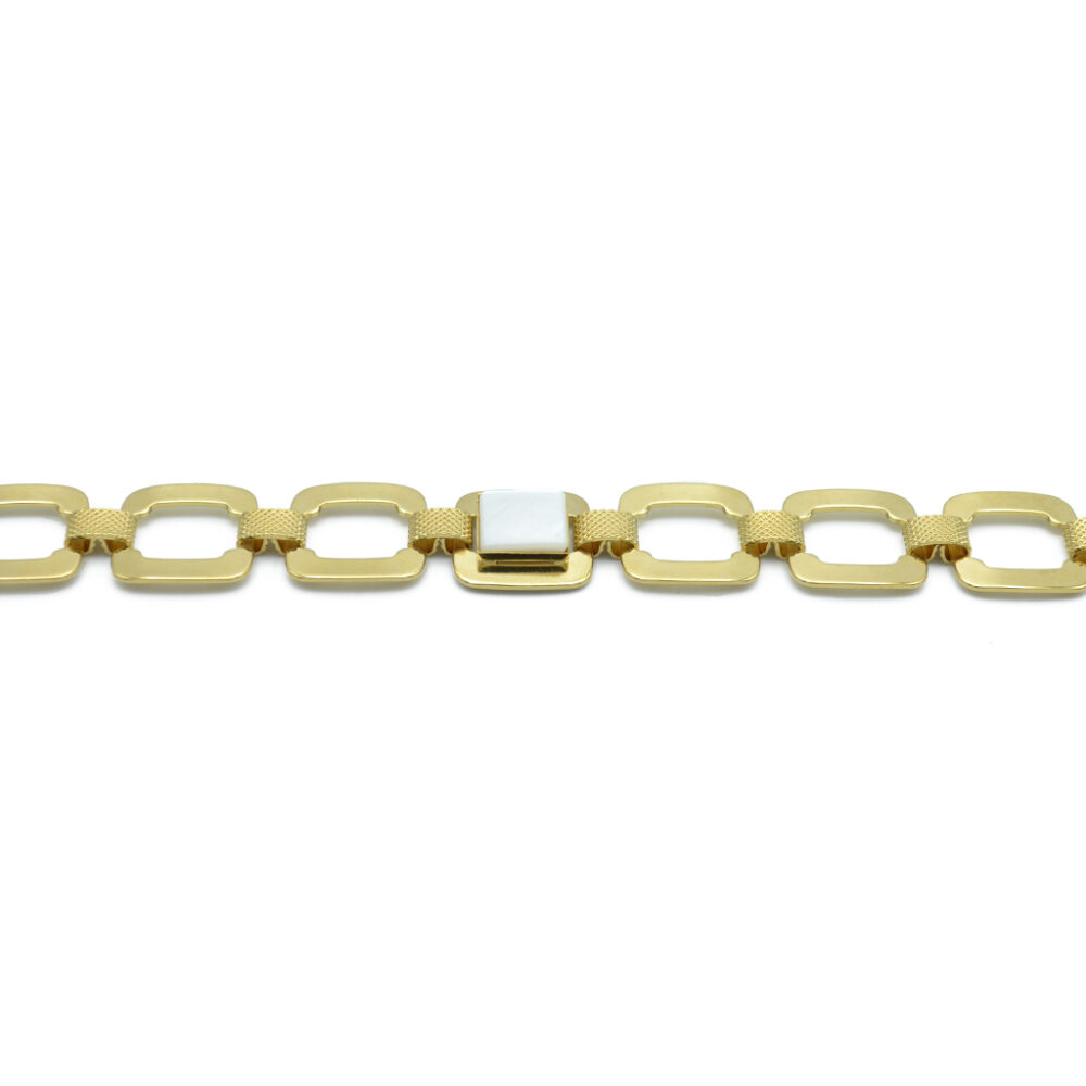 Bracelet chaîne maille carrée XL ornée d'une pierre