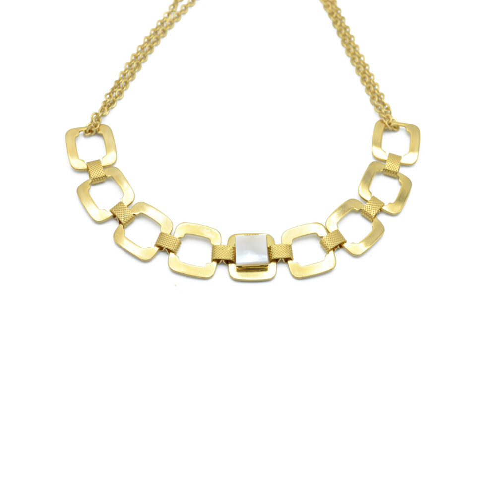 Collier chaîne maille carrée XL ornée d'une pierre – Image 3