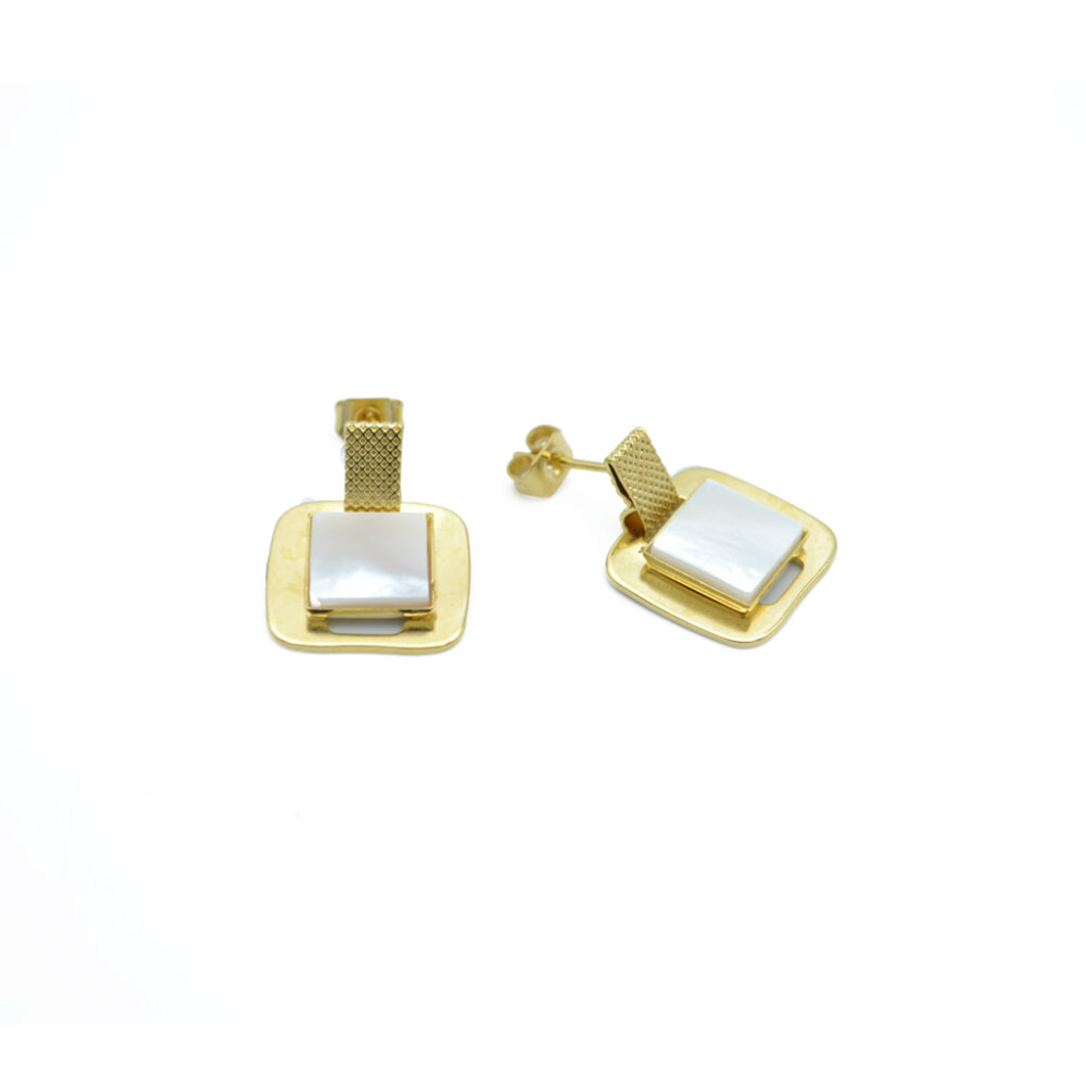 Boucles d'oreilles carrées XL ornées d'une pierre – Image 3