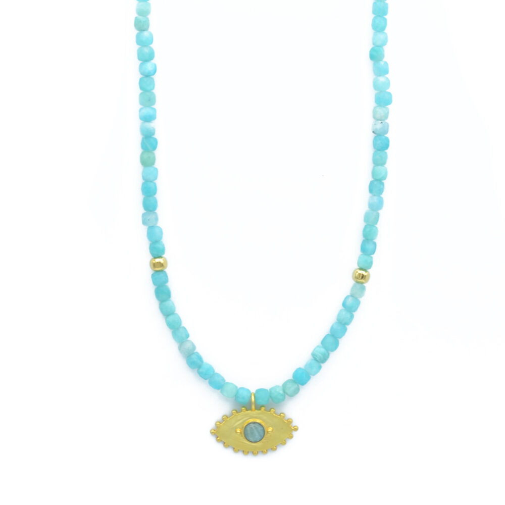 Sautoir perlé pendentif oeil – Image 4