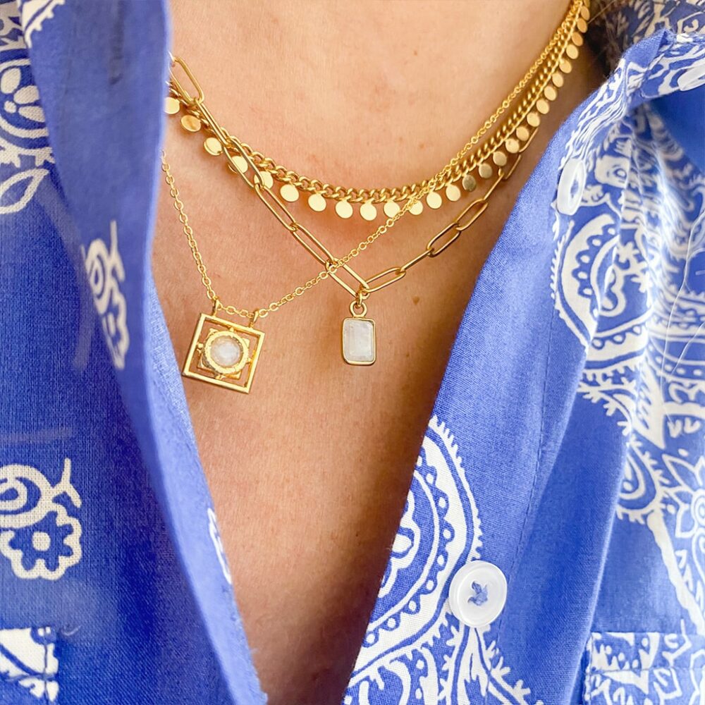 Collier géométrique pierre ronde – Image 2