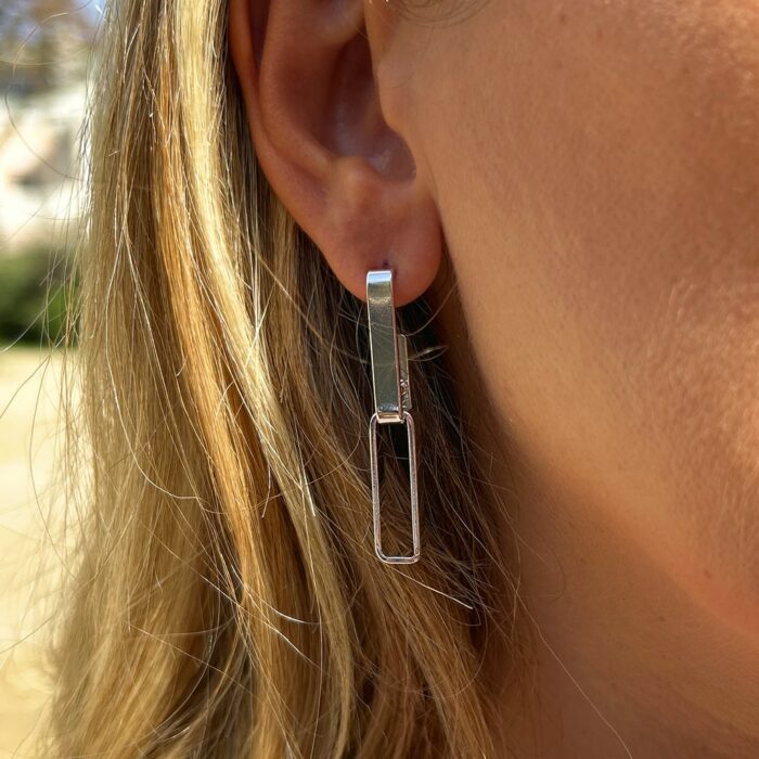 Boucles d’oreilles chaine rectangle