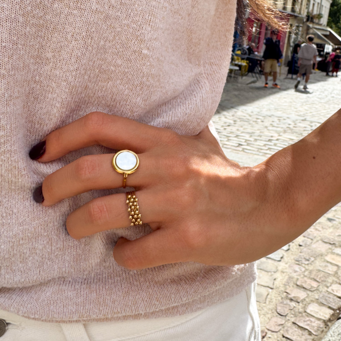 Bague multi-anneaux ornée de billes
