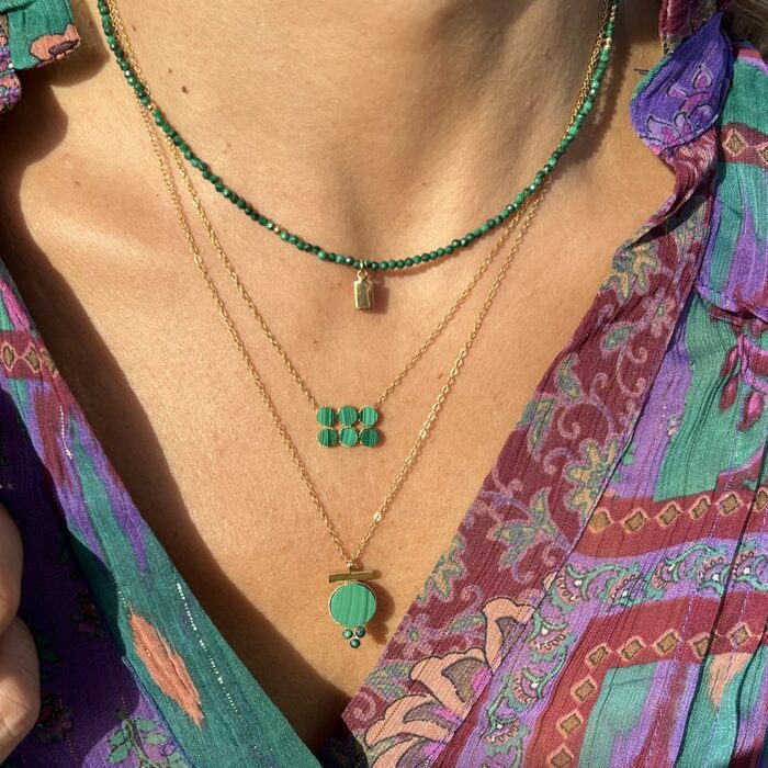 Collier en perles de malachite