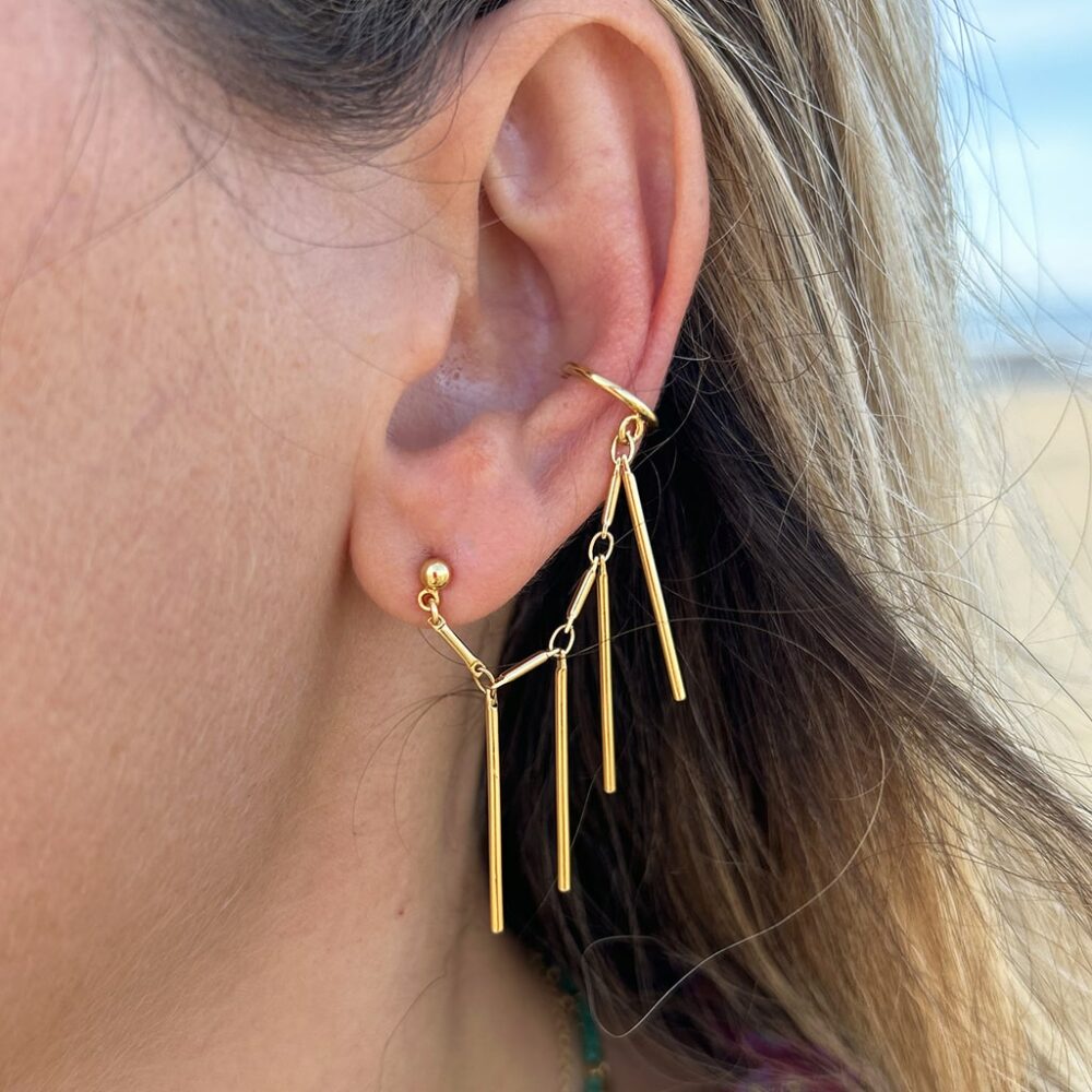 Ear cuff chaîne tiges et clou – Image 2