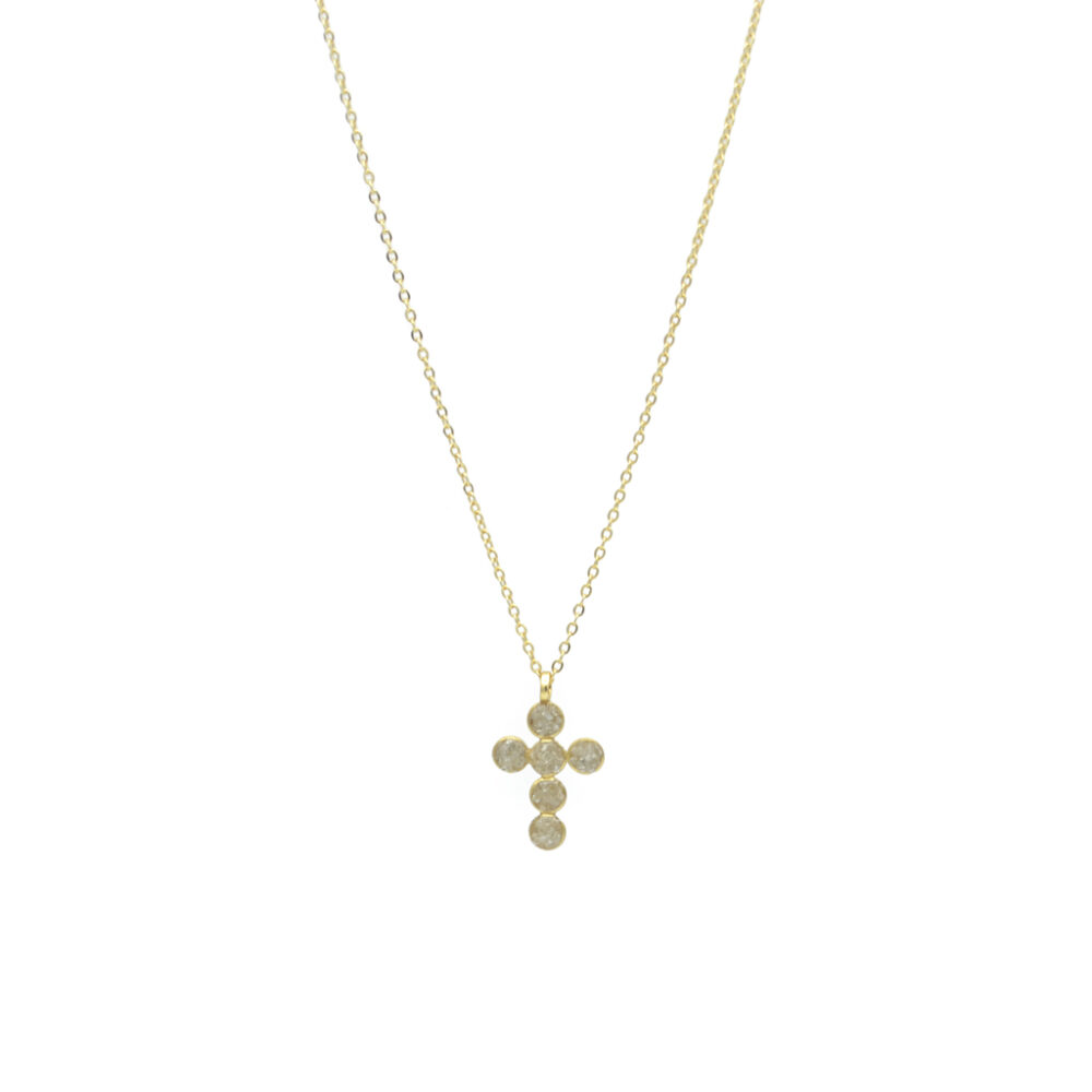 Collier croix éclats de diamants