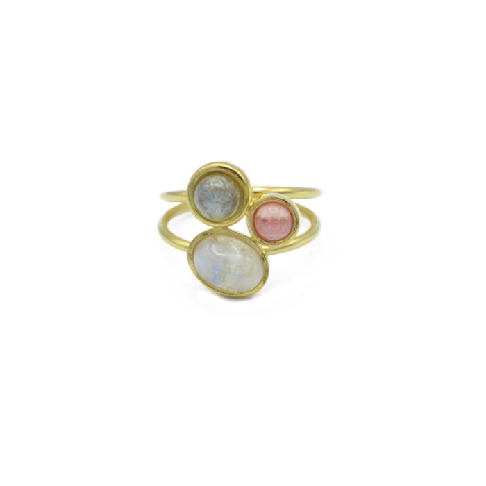 Bague 3 pierres circulaires