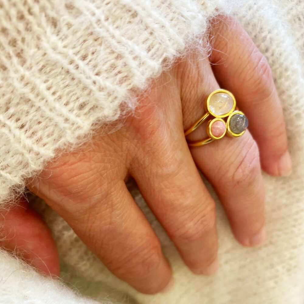 Bague 3 pierres circulaires – Image 2