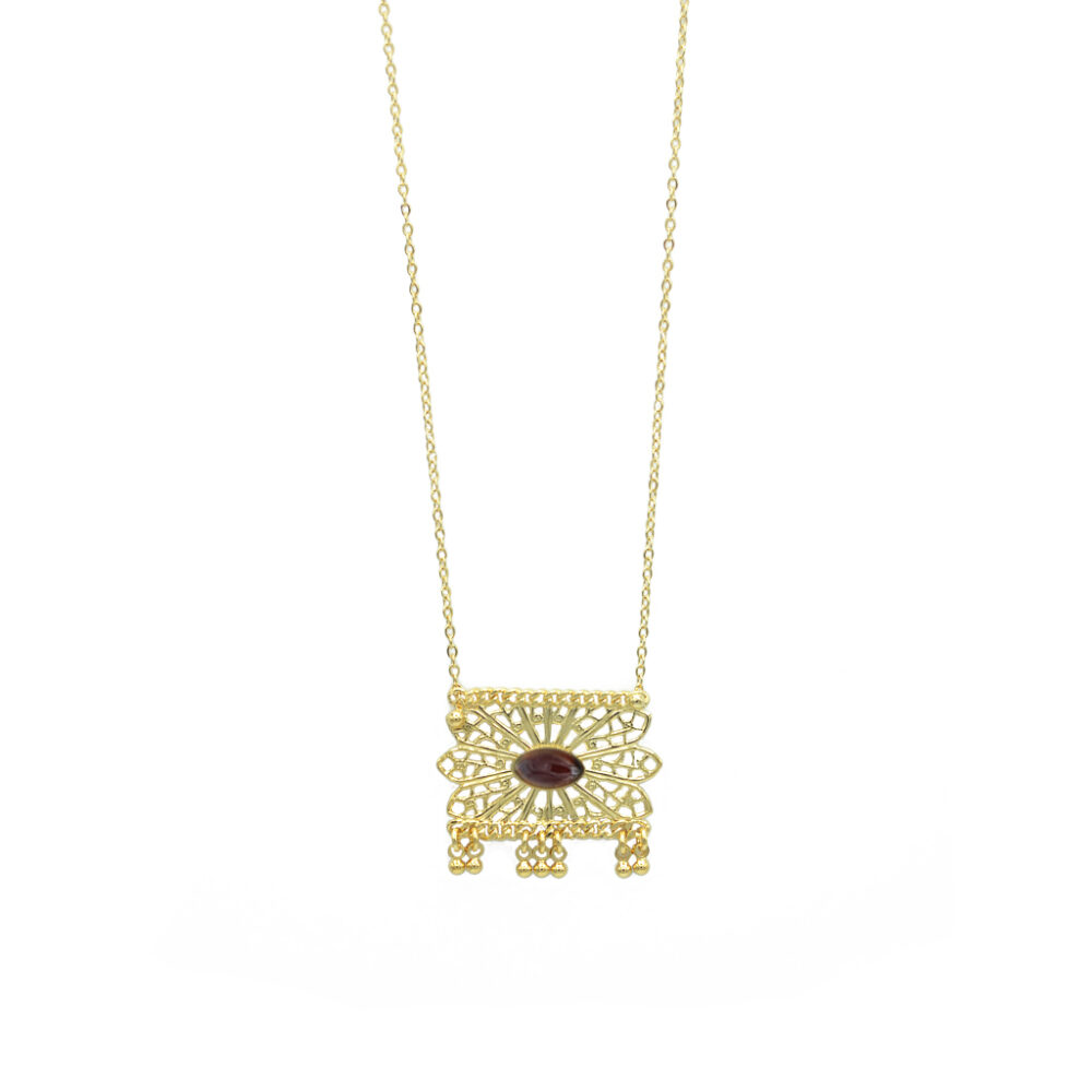 Collier ethnique dentelé orné d’une pierre – Image 2
