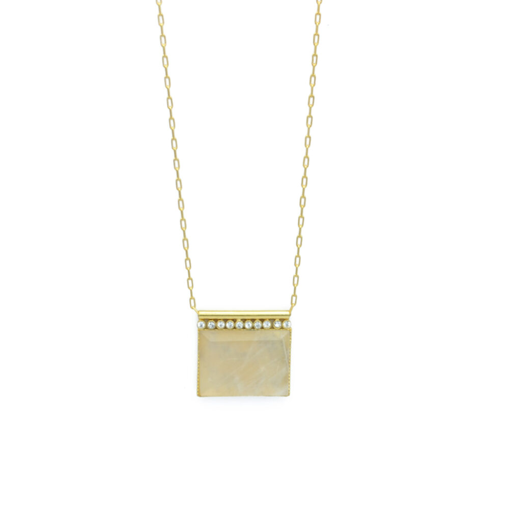 Collier pierre rectangle serti de cristaux – Image 2