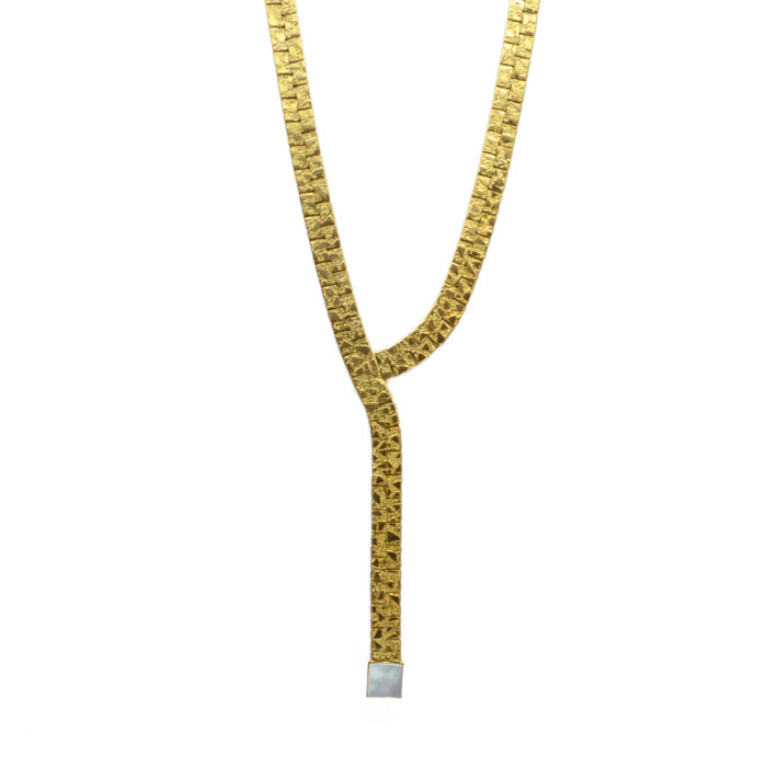 Collier cravate maille plate double