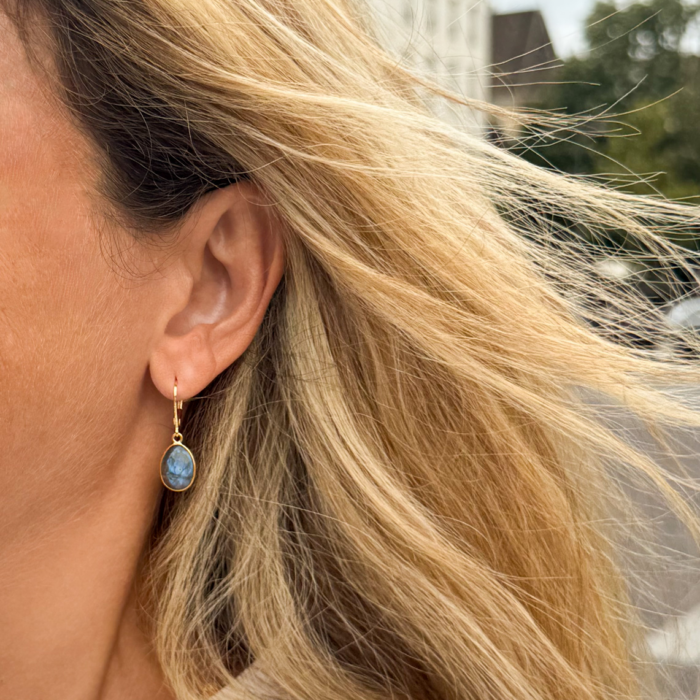 Boucles d&rsquo;oreilles pierres ovales