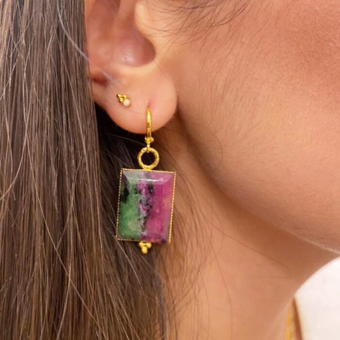Boucles d’oreilles pierre rectangle