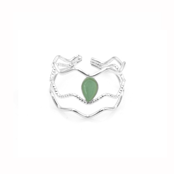 Bague zigzag en argent empierrée