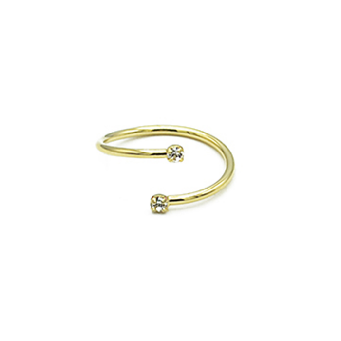 Bague anneau ouvert 2 cristaux Swarovski