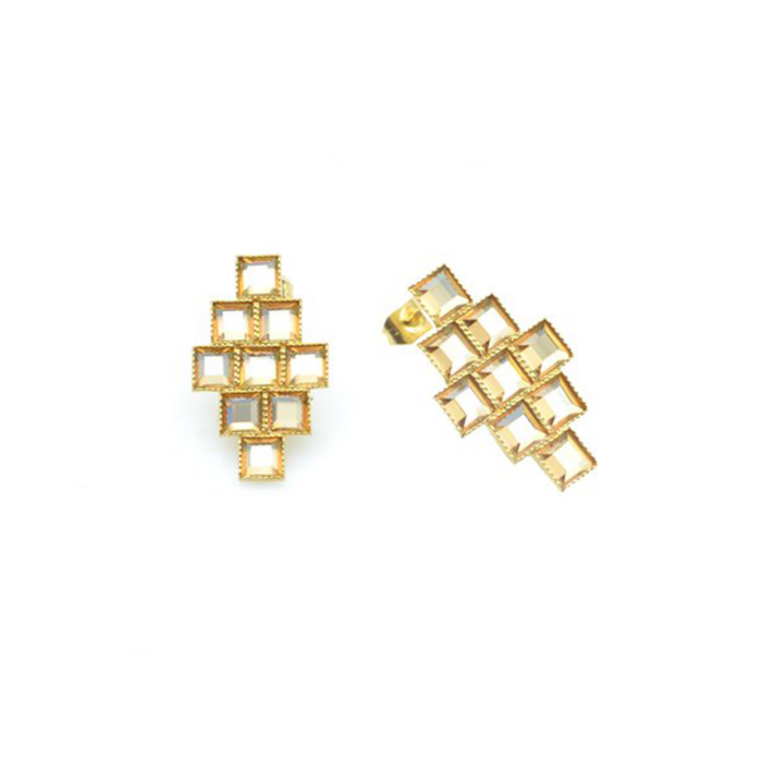 Boucles d&rsquo;oreilles losange 9 cristaux